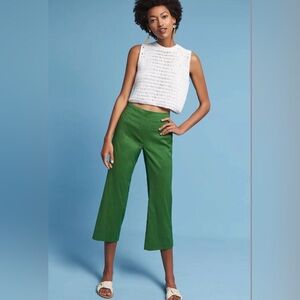Anthropologie Cartonnier Green Crop Flare Pants - Large